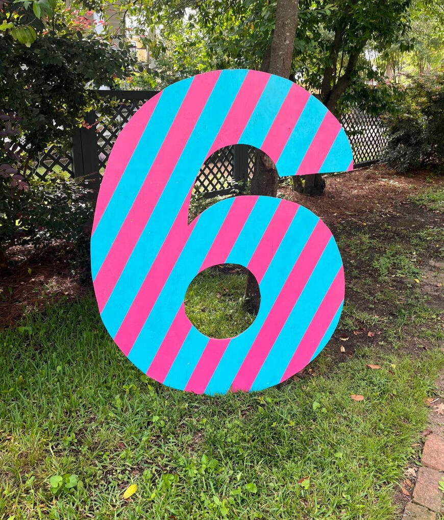 Six - Turquoise & Pink Stripe (BIG)