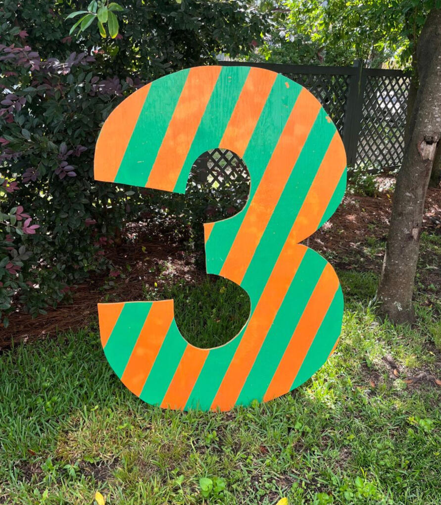 Three - Green & Orange stripe (BIG)