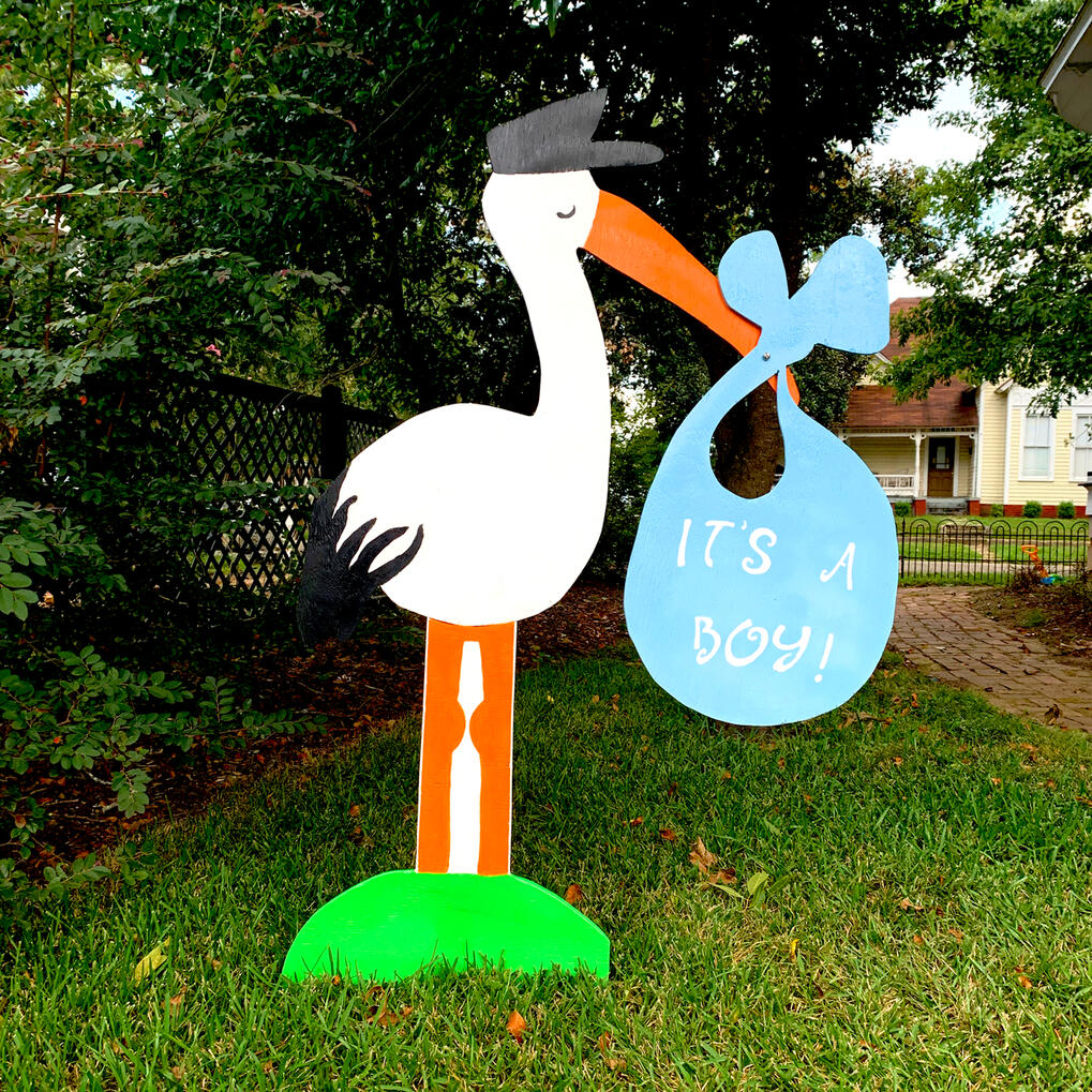 Stork with "It's a boy"